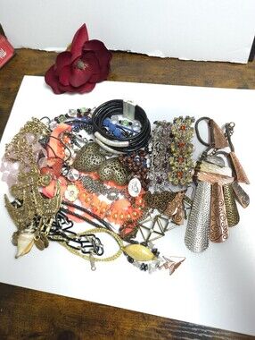 1lb + Jewelry Mystery Lot All Wearable Jewelry Mixed Vintage to Now Some Signed